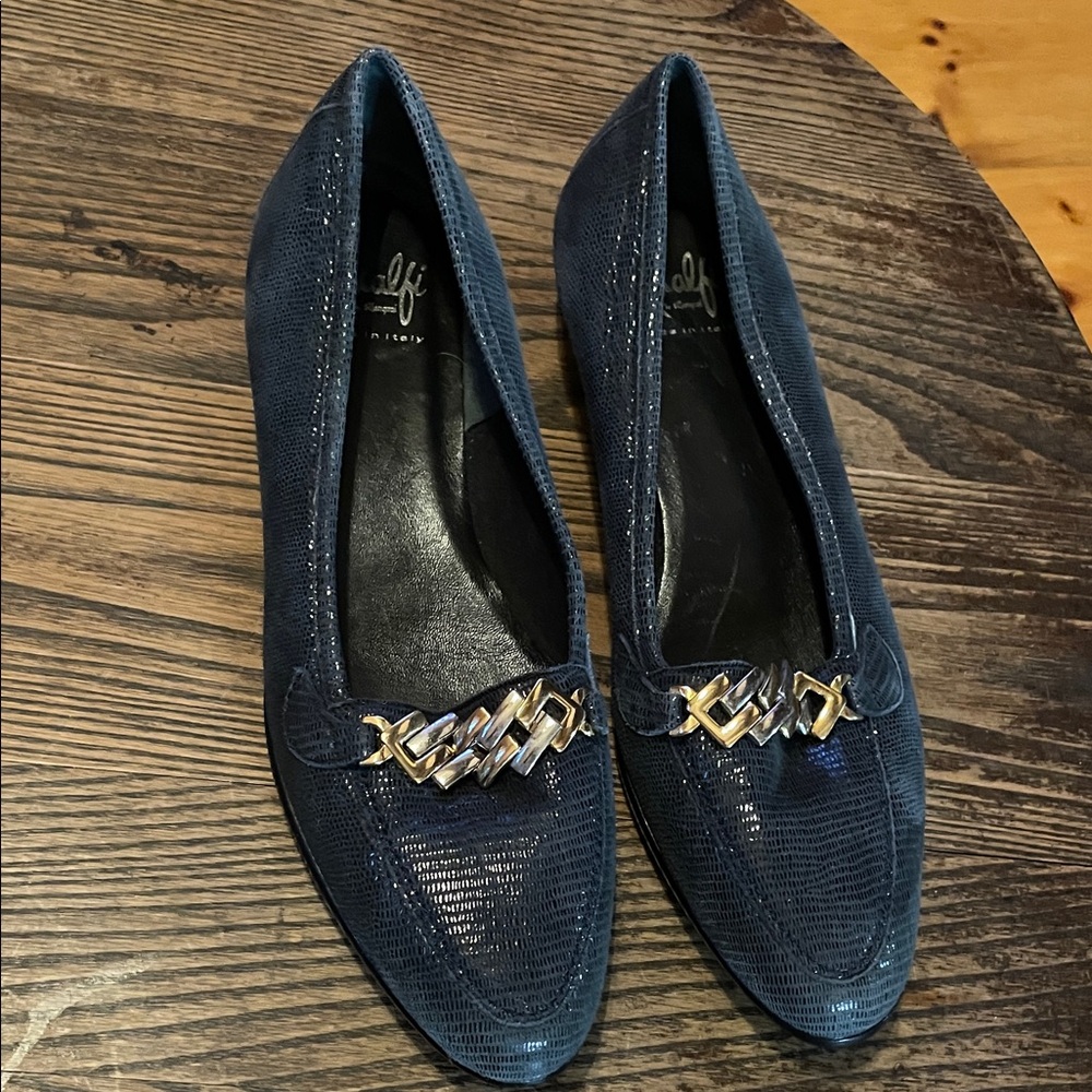 Amalfi by Rangoni Dark Blue Women's leather Loafers Italy